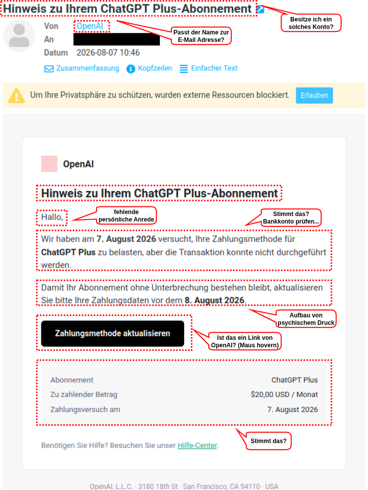 Beispiel für Spear-Phishing